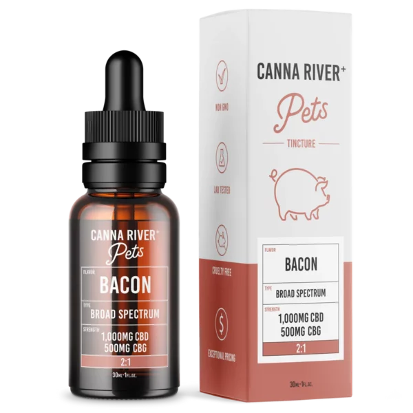 Canna River Broad Spectrum CBD & CBG Pet Oil Tincture Bacon 1500mg 30ml