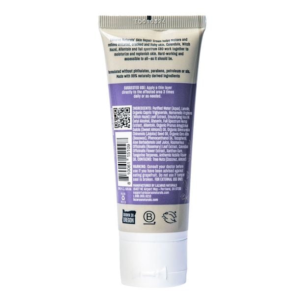 Lazarus Naturals Full Spectrum CBD Skin Repair Cream 2000mg Label