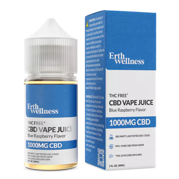 Erth Hemp CBD Vape Juice Blue Raspberry 1000mg 30ml