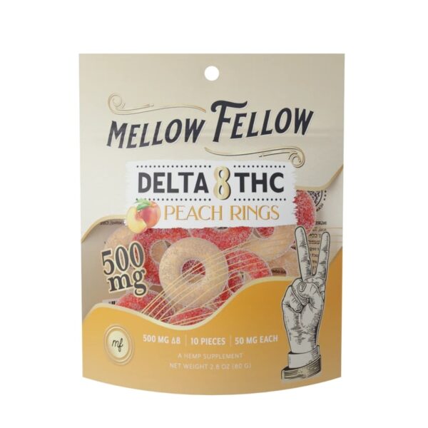 Mellow Fellow Delta 8 Gummies Peach 500mg 10ct