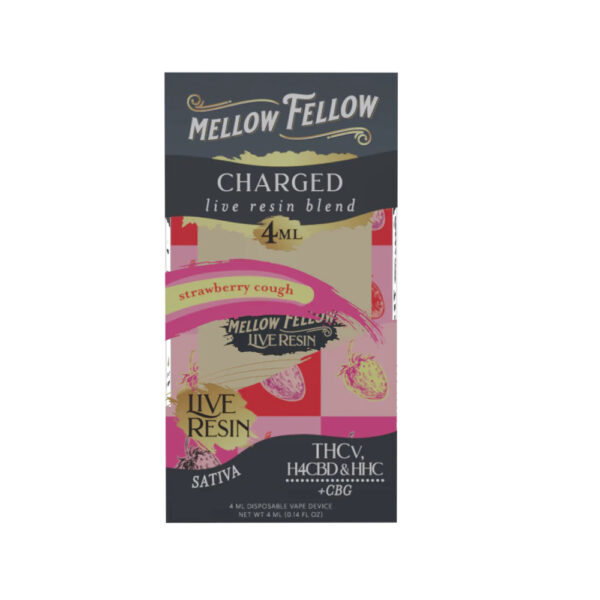 Mellow Fellow Charged Blend Live Resin Disposable Vape Pen Strawberry Cough 4ml