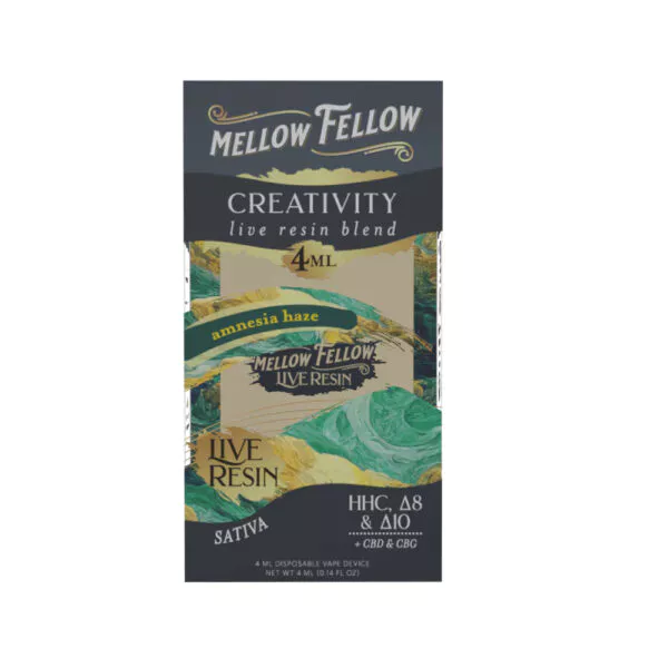 Mellow Fellow Creativity Blend Live Resin Disposable Vape Pen Amnesia Haze 4ml