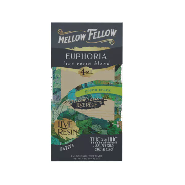 Mellow Fellow Euphoria Blend Live Resin Disposable Vape Pen Green Crack 4ml