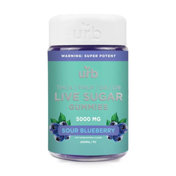 Urb Live Sugar Gummies Sour Blueberry 5000mg 25ct