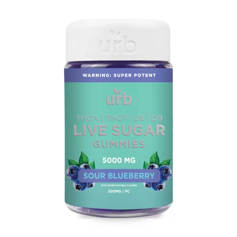 Urb Live Sugar Gummies Sour Blueberry 5000mg 25ct - Dr.Ganja