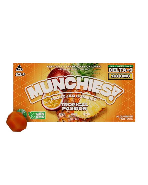 Delta Munchies Delta 9 Froot Jam Gummies Tropical Passion 1000mg 10ct