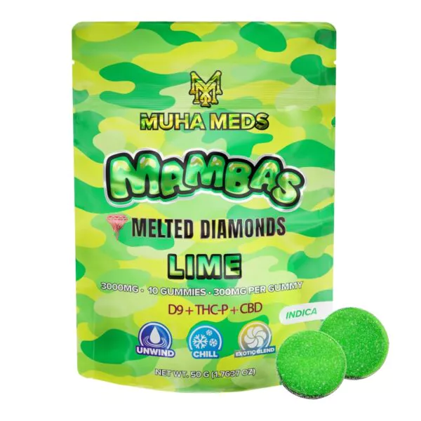 Muha Meds Melted Diamonds Gummies Lime 3000mg 10ct